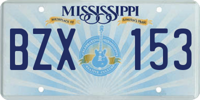 MS license plate BZX153