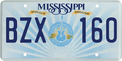 MS license plate BZX160