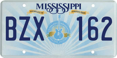 MS license plate BZX162