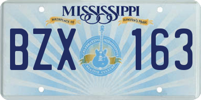 MS license plate BZX163