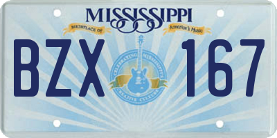 MS license plate BZX167