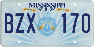 MS license plate BZX170