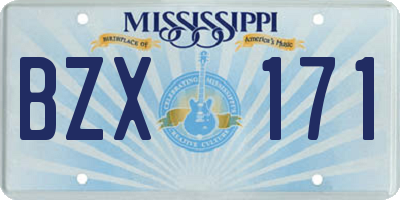 MS license plate BZX171