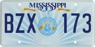 MS license plate BZX173
