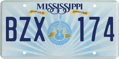MS license plate BZX174