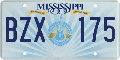 MS license plate BZX175