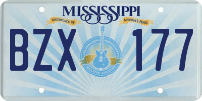 MS license plate BZX177
