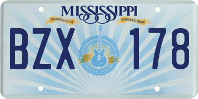 MS license plate BZX178