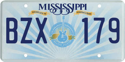 MS license plate BZX179