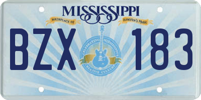 MS license plate BZX183