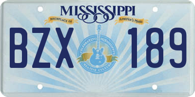MS license plate BZX189