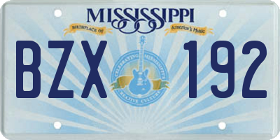MS license plate BZX192