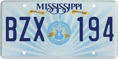 MS license plate BZX194