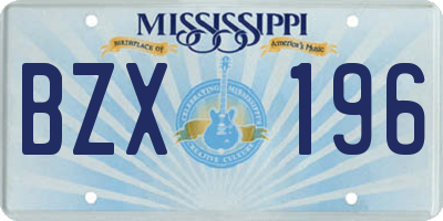 MS license plate BZX196