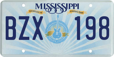 MS license plate BZX198
