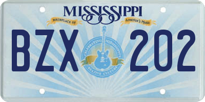 MS license plate BZX202