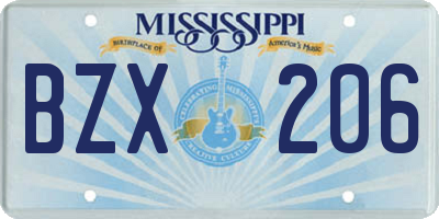 MS license plate BZX206