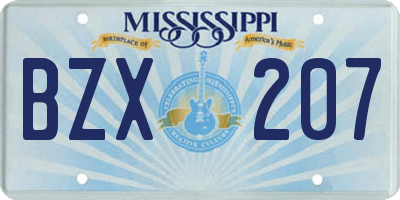 MS license plate BZX207