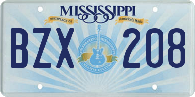 MS license plate BZX208