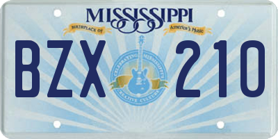 MS license plate BZX210