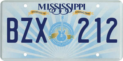 MS license plate BZX212