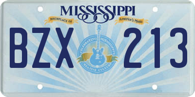 MS license plate BZX213