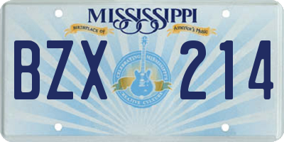 MS license plate BZX214