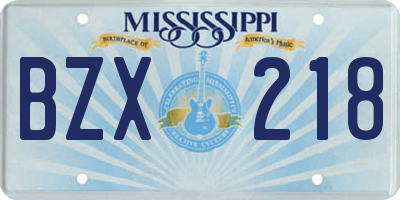 MS license plate BZX218
