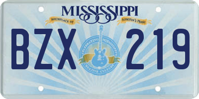 MS license plate BZX219