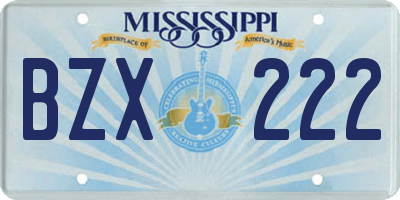 MS license plate BZX222