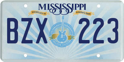 MS license plate BZX223