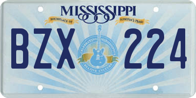 MS license plate BZX224
