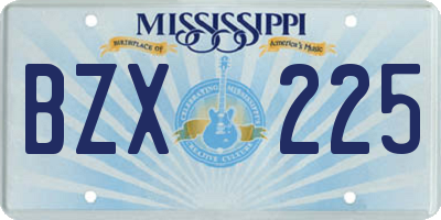 MS license plate BZX225