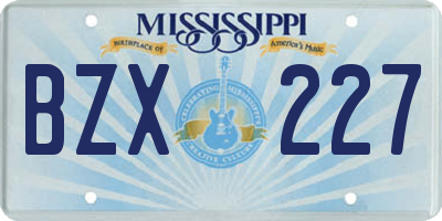 MS license plate BZX227