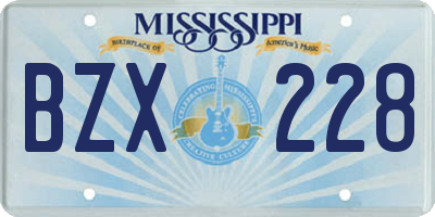 MS license plate BZX228