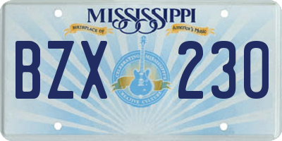 MS license plate BZX230