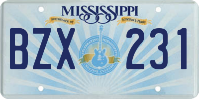 MS license plate BZX231