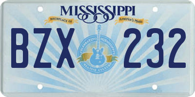 MS license plate BZX232
