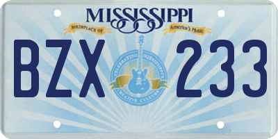 MS license plate BZX233