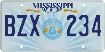 MS license plate BZX234