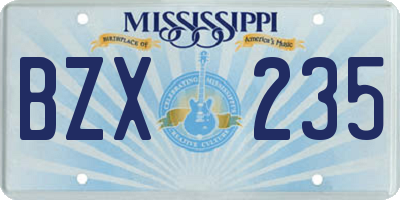 MS license plate BZX235