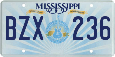 MS license plate BZX236
