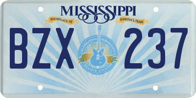 MS license plate BZX237
