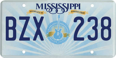MS license plate BZX238