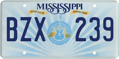 MS license plate BZX239