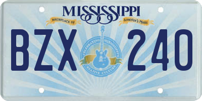 MS license plate BZX240