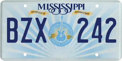 MS license plate BZX242