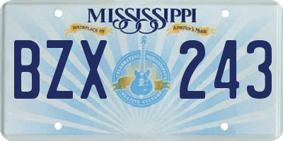 MS license plate BZX243
