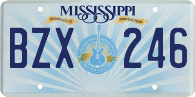 MS license plate BZX246