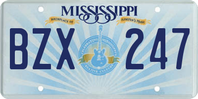 MS license plate BZX247